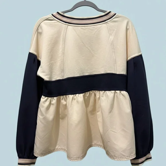 NWT Entro Mixed Media V-Neck Peplum Top Size Large - Picture 5 of 5